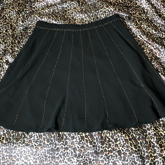 dina be Dresses & Skirts - Dina Be Black Gold Beaded Skater Cut Skirt